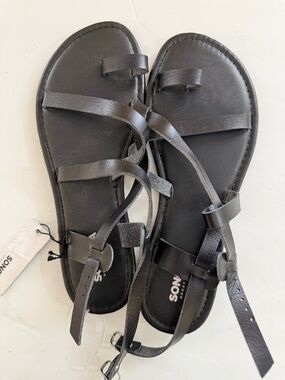 Sonoma Black Strappy Women’s Leather Sandals M 7-8